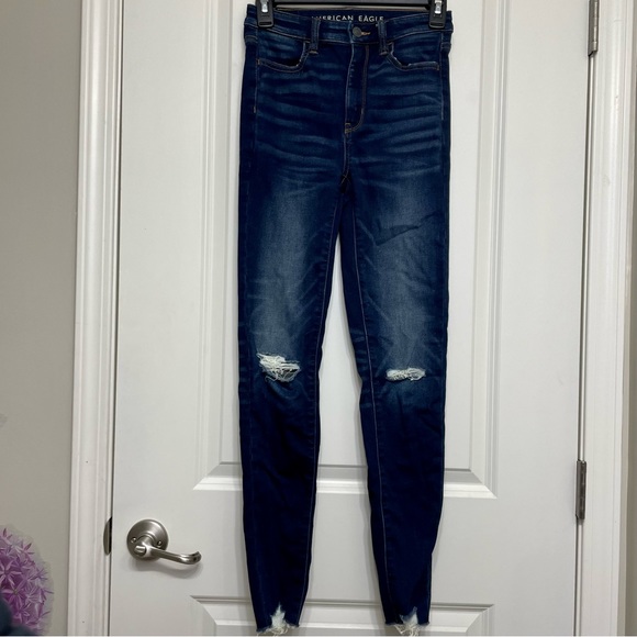 American Eagle Outfitters Denim - AE Super Hi Rise Busted Knee Jegging Jeans